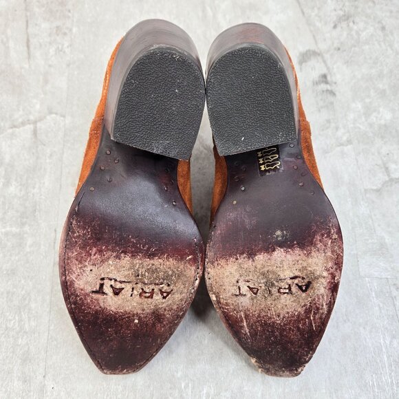 Ariat Western Booties 8.5 Brown Suede Embroidered Pointed Toe Cowgirl Ankle Boot - Picture 7 of 12